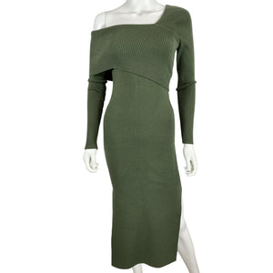 Line & Dot Asymmetric Green Sylvie Sweater Dress Size XS
