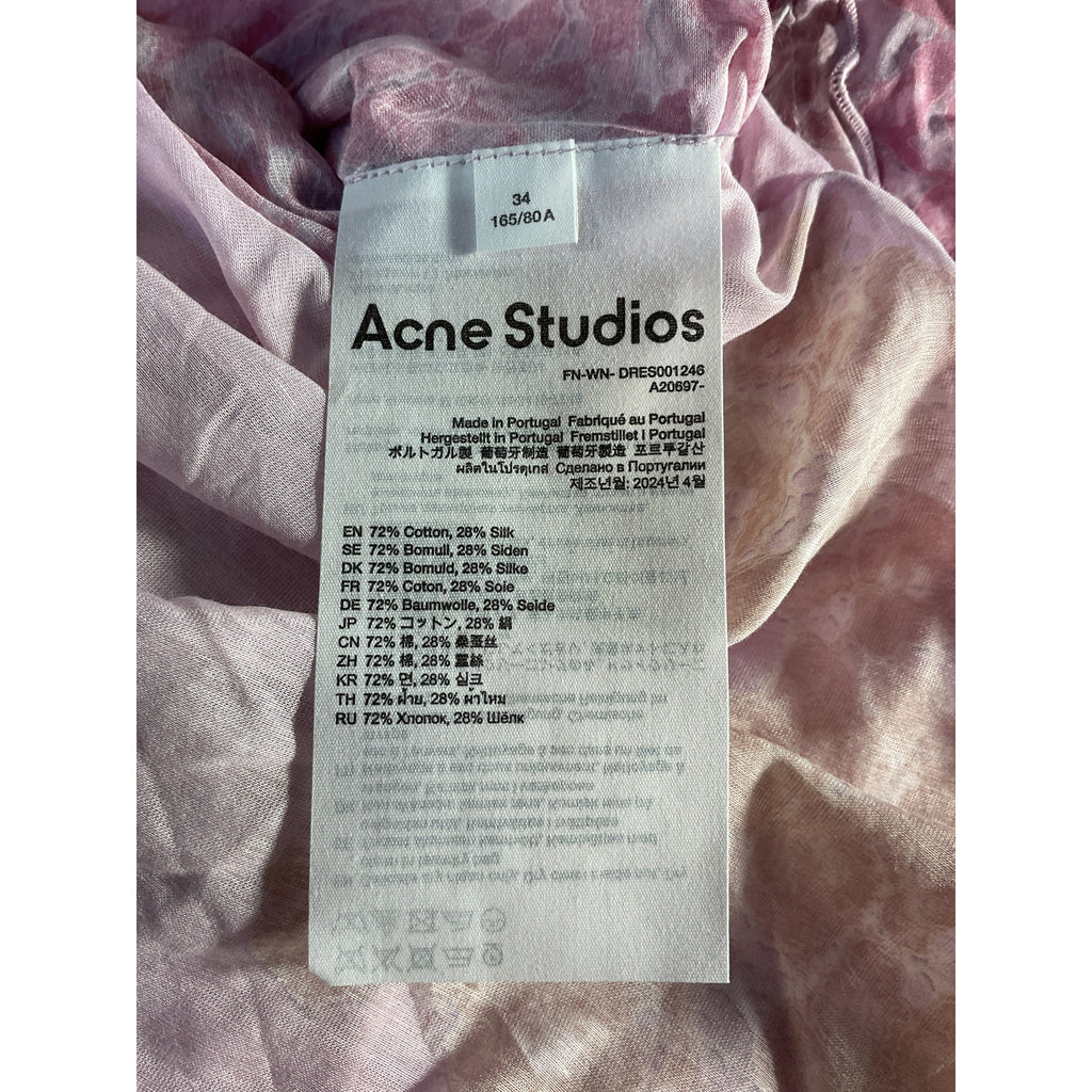 Acne Studios 'Daftan' Pink Lace Camo Long Sleeve Dress Size 40