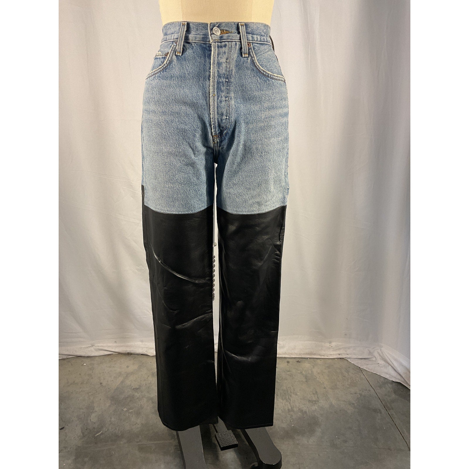 Agolde Pieced 90'S Blue Cotton Pinch Waist Denim Jean Size 25