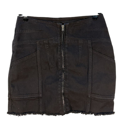 Iro Frayed Denim Black Binda Mini Skirt Size FR 36 / US 4
