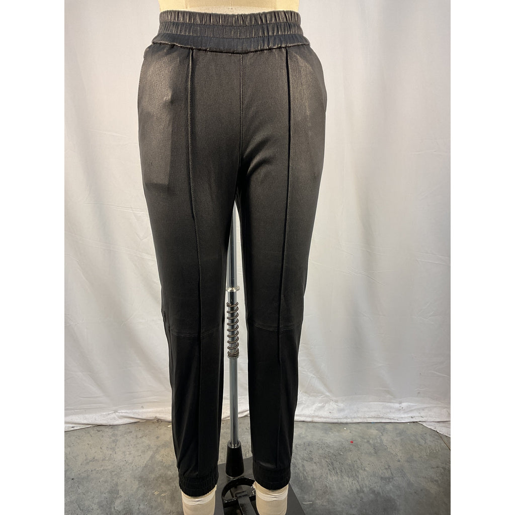 Sprwmn Slim Fit Black Leather Cuffed Jogger Size XS - NWT