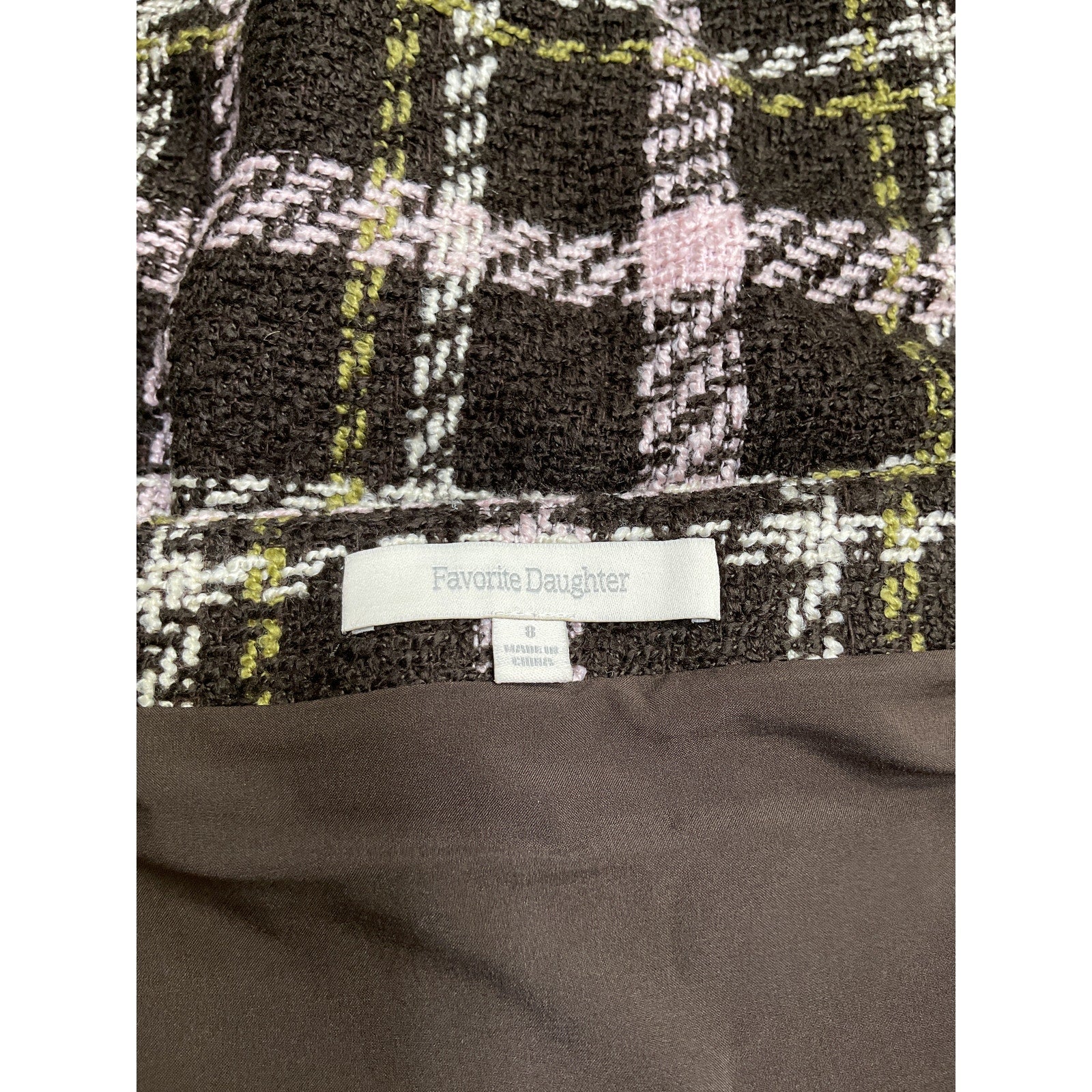 Favorite Daughter 'The First Wife' Brown Acrylic Mini Skirt Size 8