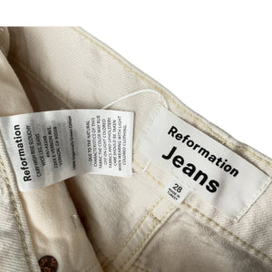 Reformation High Rise Beige Cary Wide Leg Denim Jeans Size 28