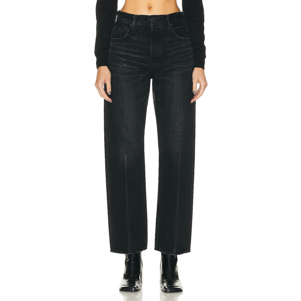 Moussy 'Murrieta' Black Cotton Wide Straight Leg Denim Jean Size 26