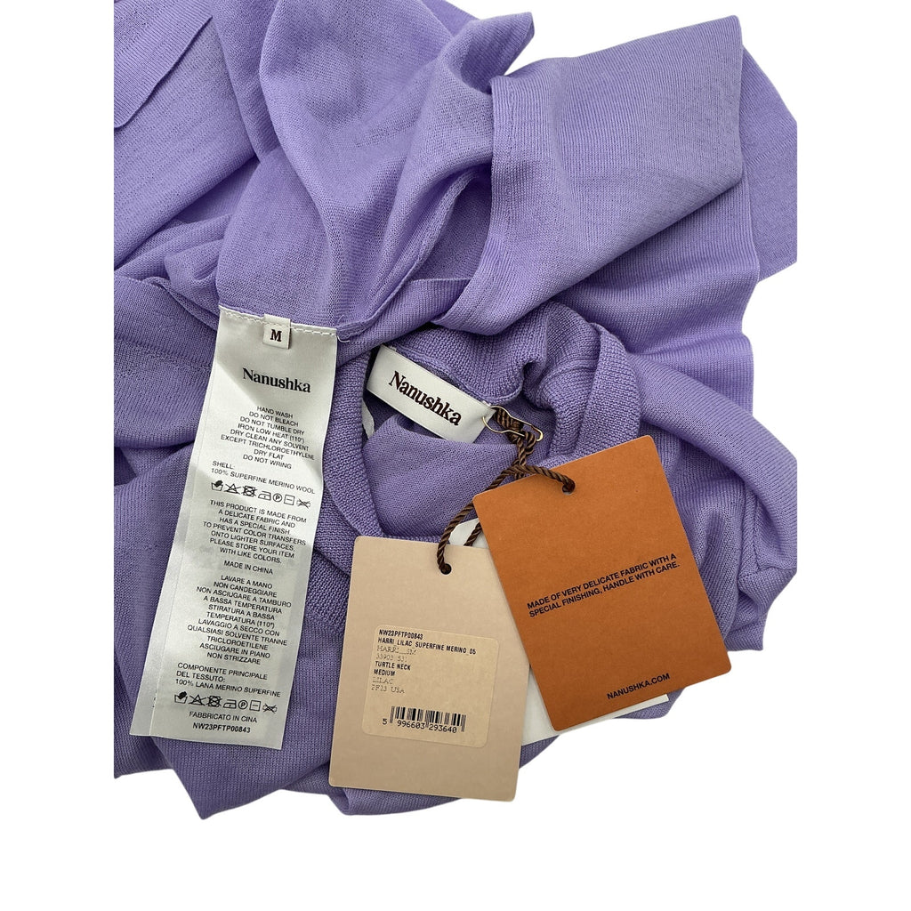 Nanushka 'Harri' Purple Merino Wool Turtleneck Size M