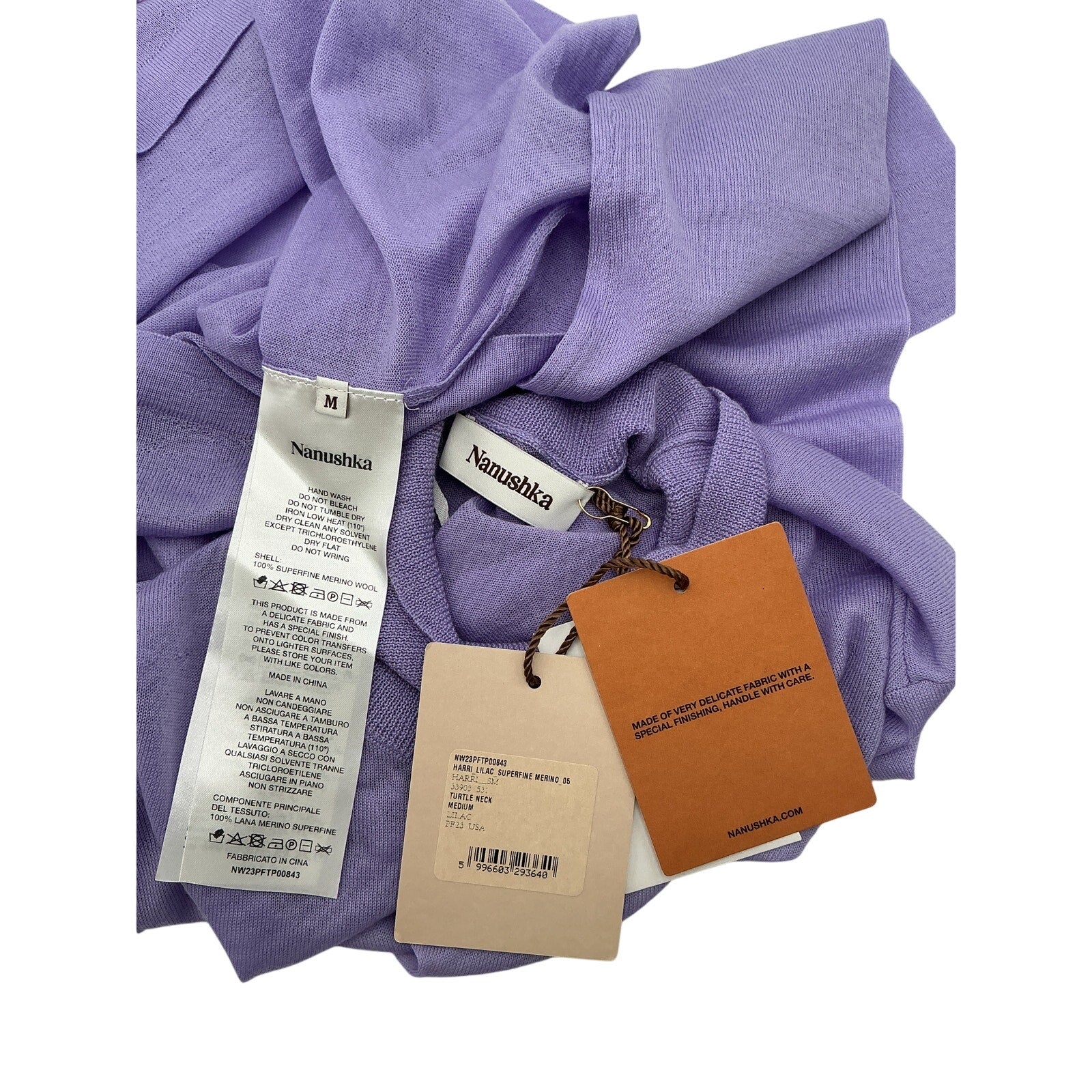 Nanushka 'Harri' Purple Merino Wool Turtleneck Size M