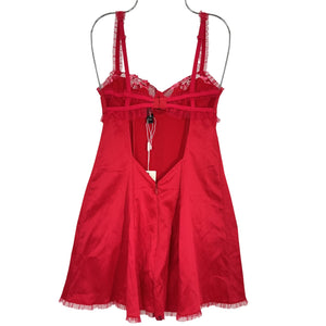 For Love & Lemons Lace Trimmed Red Evie Slip Dress Size XXS