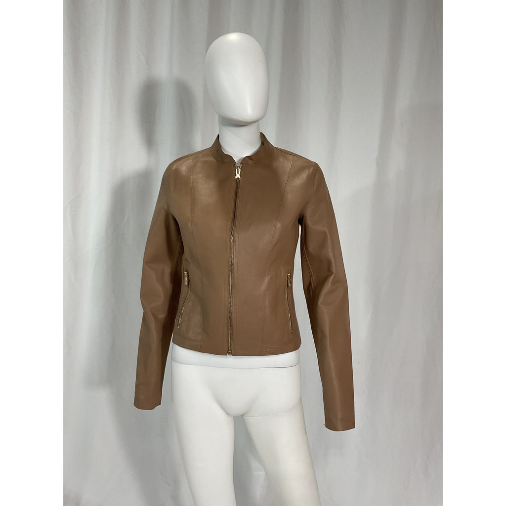 Lamarque 'Chapin' Gold Leather Jacket Size S
