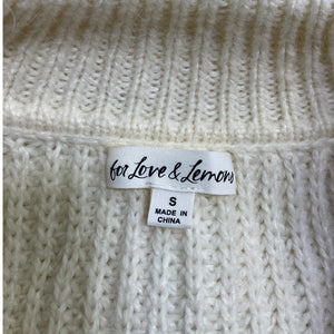 For Love & Lemons Ribbed Cream Jade Cardigan Sweater Size S