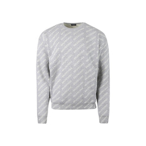 Balenciaga Branded Grey Mini Allover Logo Size XS Sweater