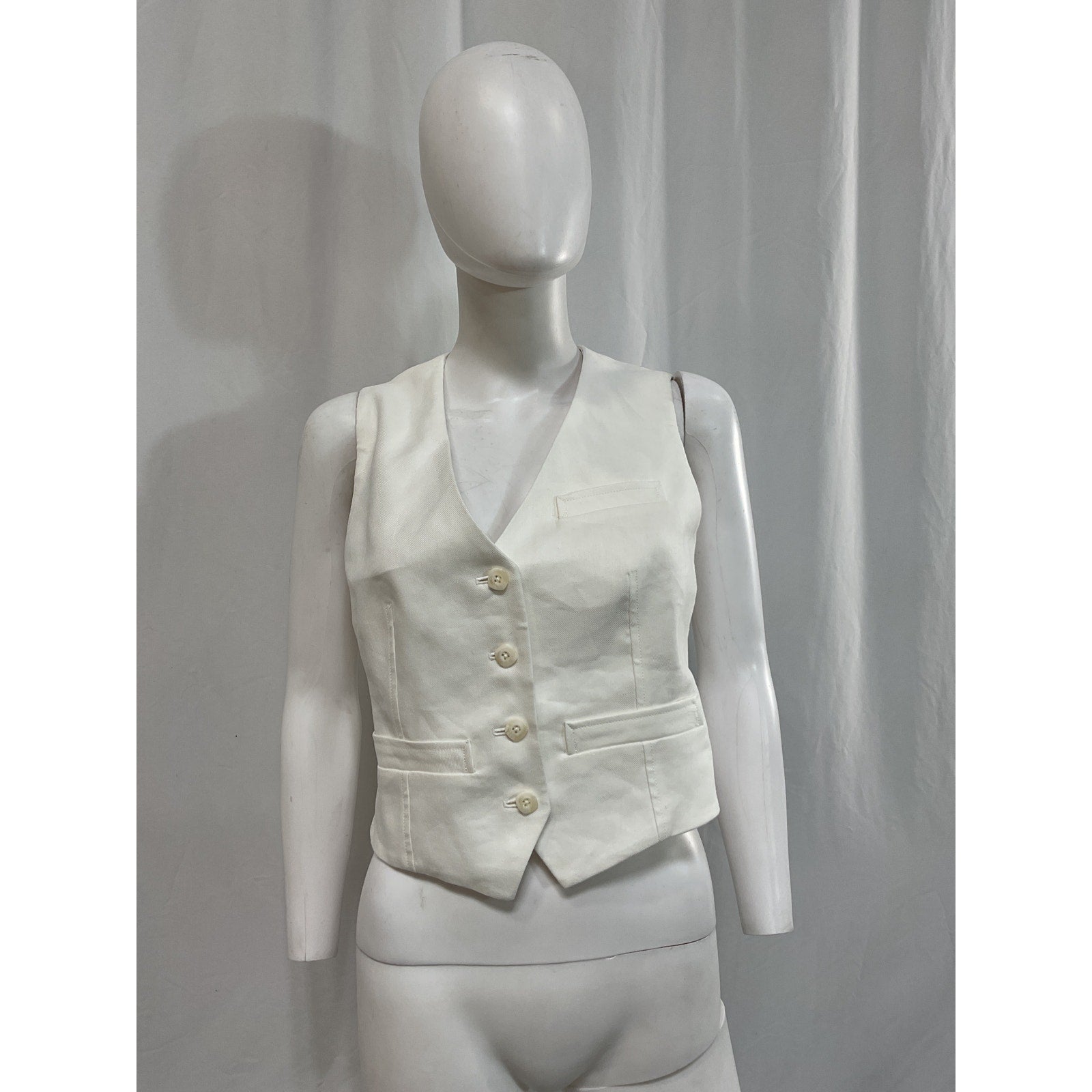 Veronica Beard 'Bennett' White Twill-Linen Vest Size 4 - NWT