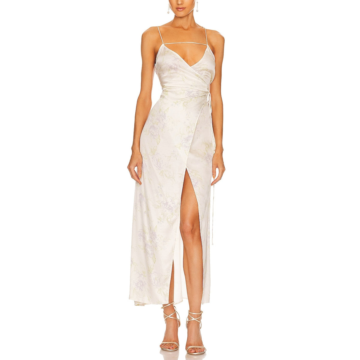 L'Academie Floral Ivory Multi Loulou Midi Dress Size XS