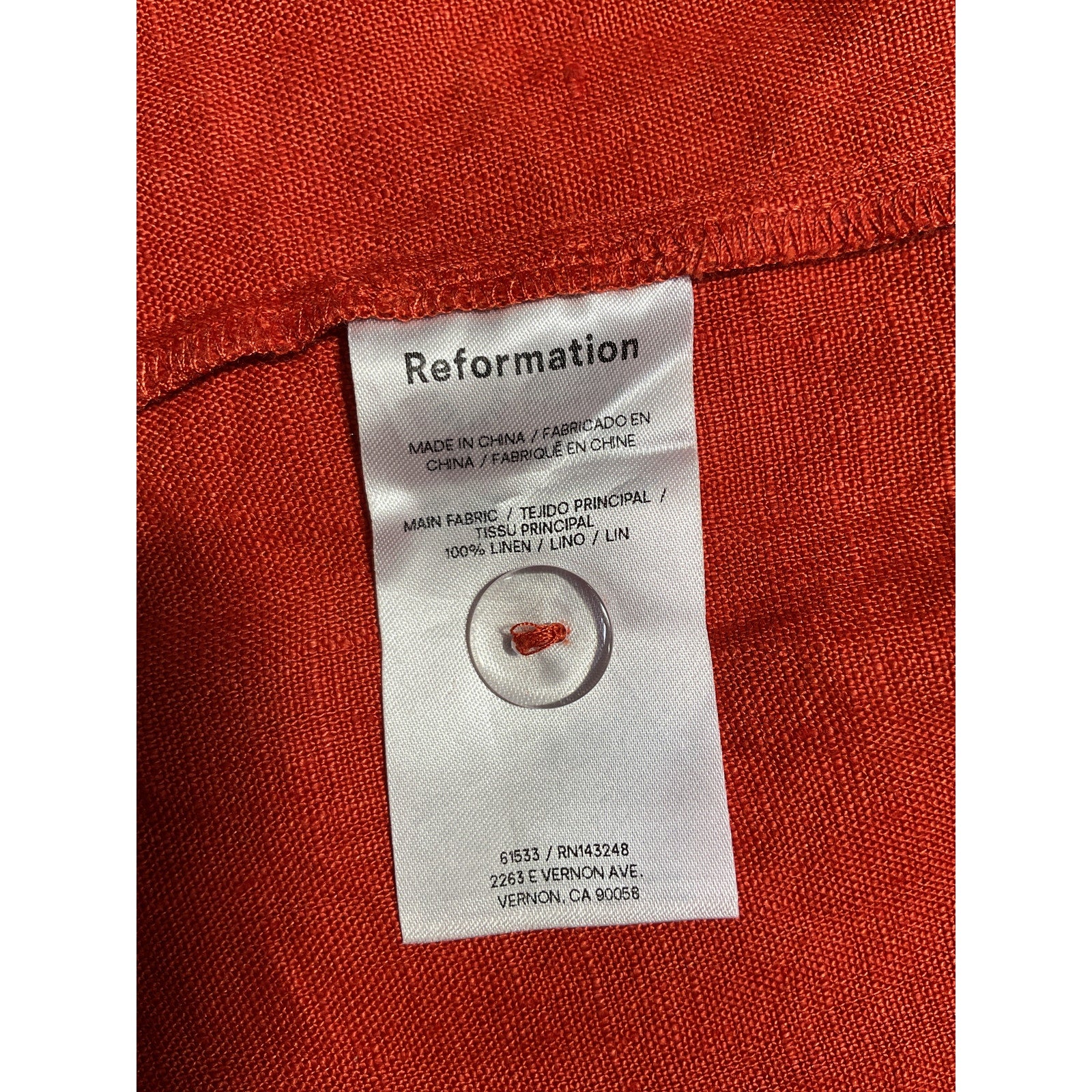 Reformation 'Bryson' Orange Viscose Dress Size 6