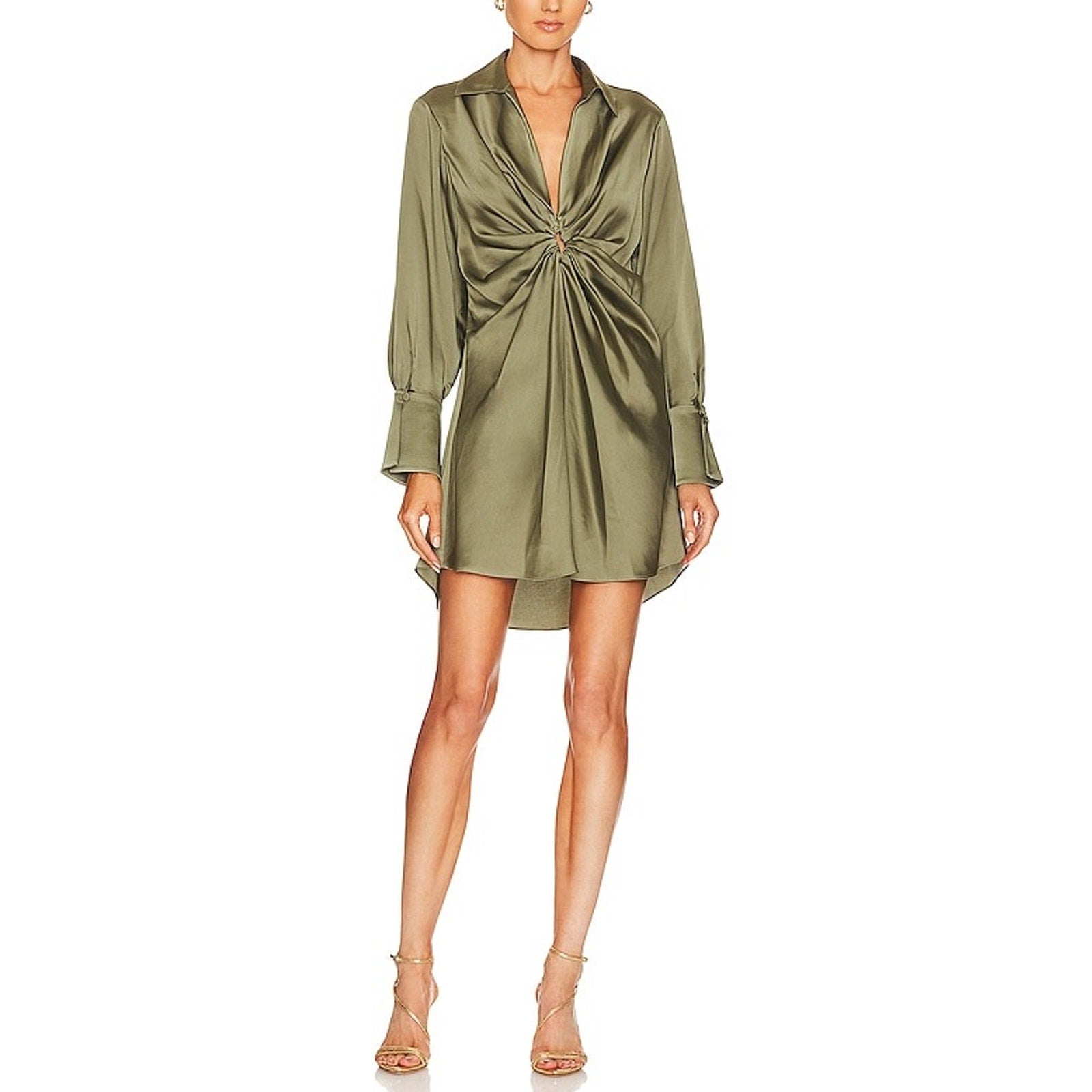 Simkhai 'Roma' Green Satin Mini Dress Size S