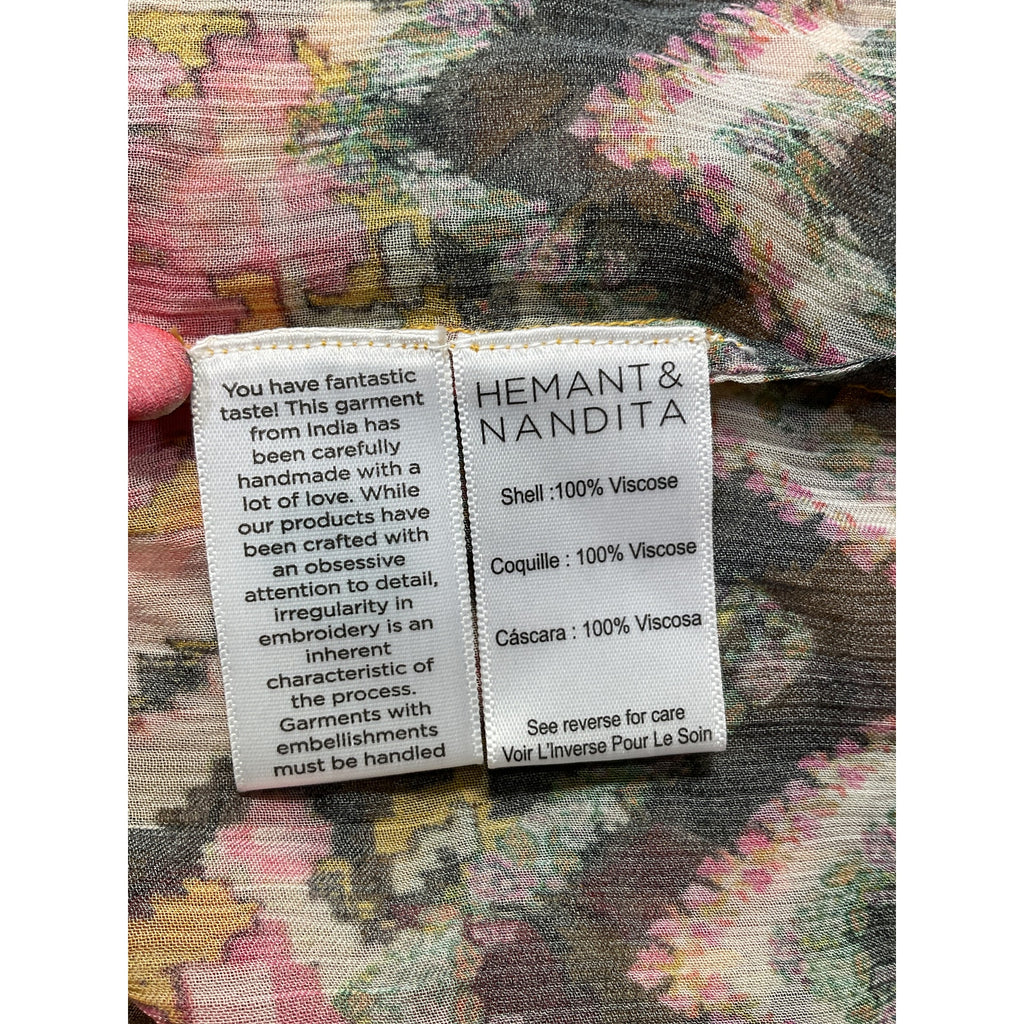 Hemant And Nandita 'Nova' Yellow Viscose Tiered Maxi Dress Size S