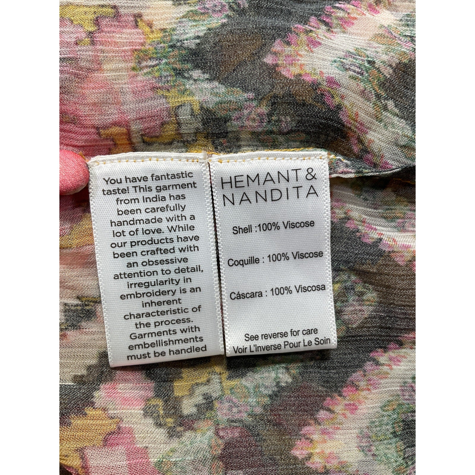 Hemant And Nandita 'Nova' Yellow Viscose Tiered Maxi Dress Size S