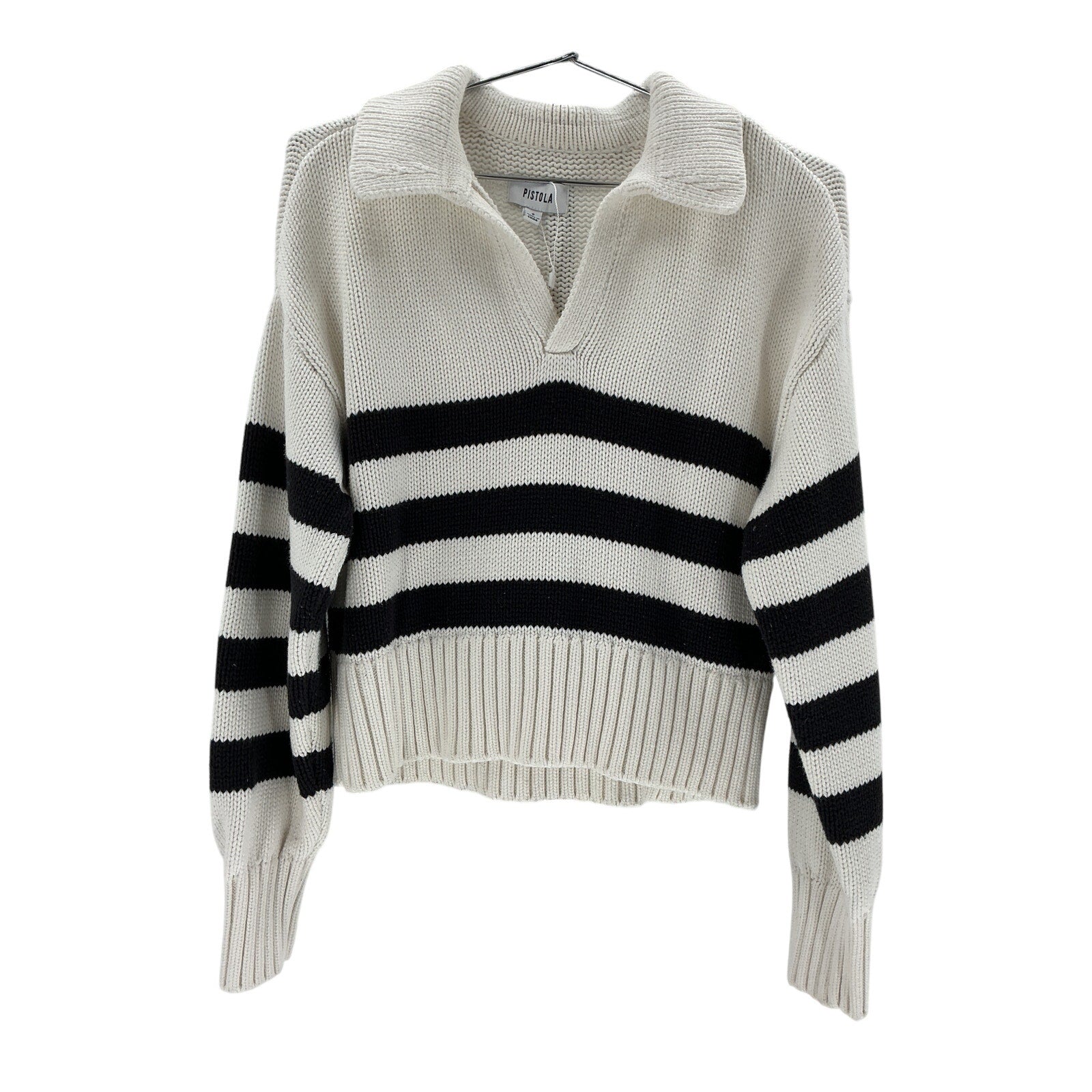 Pistola 'Arlo' White Cotton Polo Sweater Size S