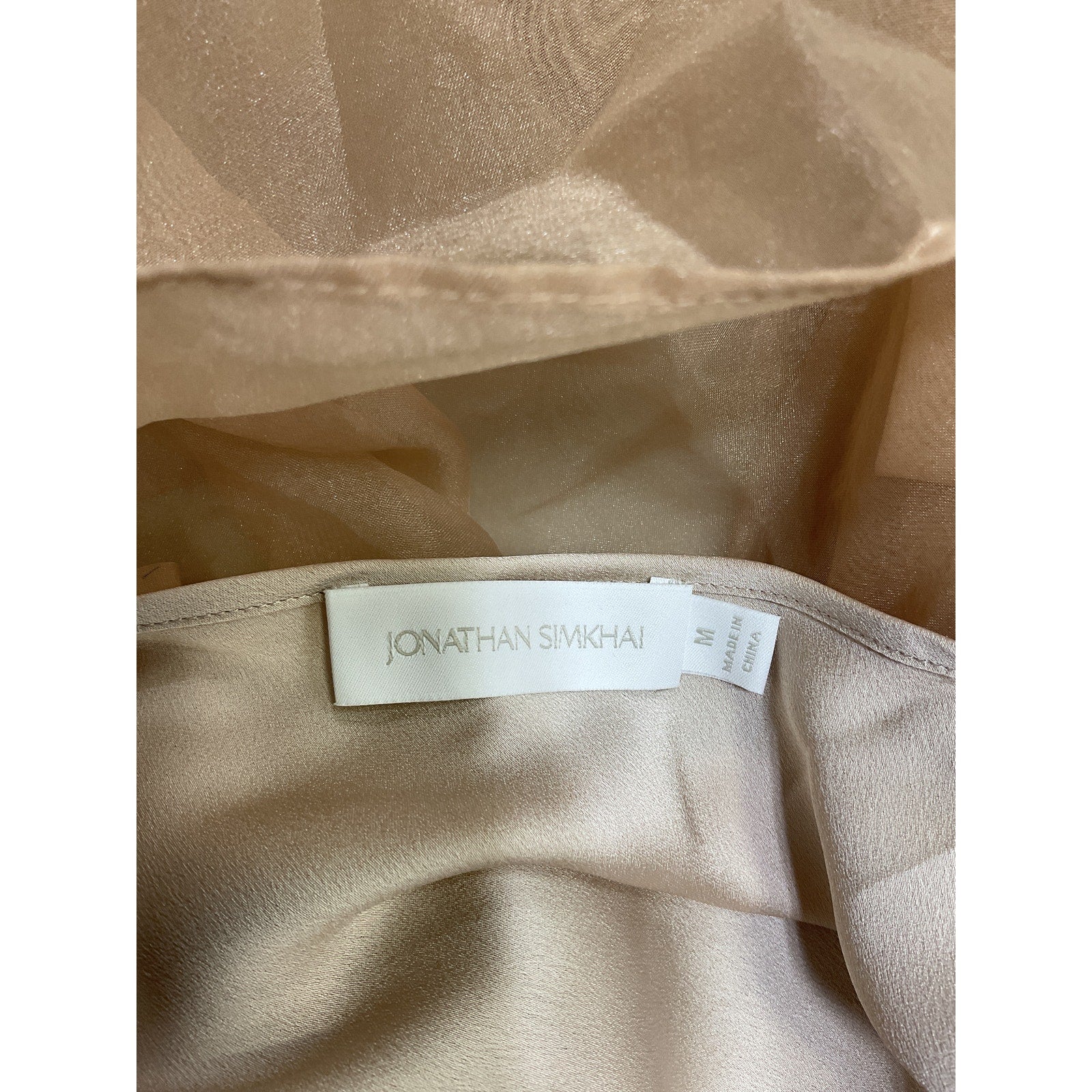 Jonathan Simkhai Corina 'Organza' Beige Polyester Top Size M