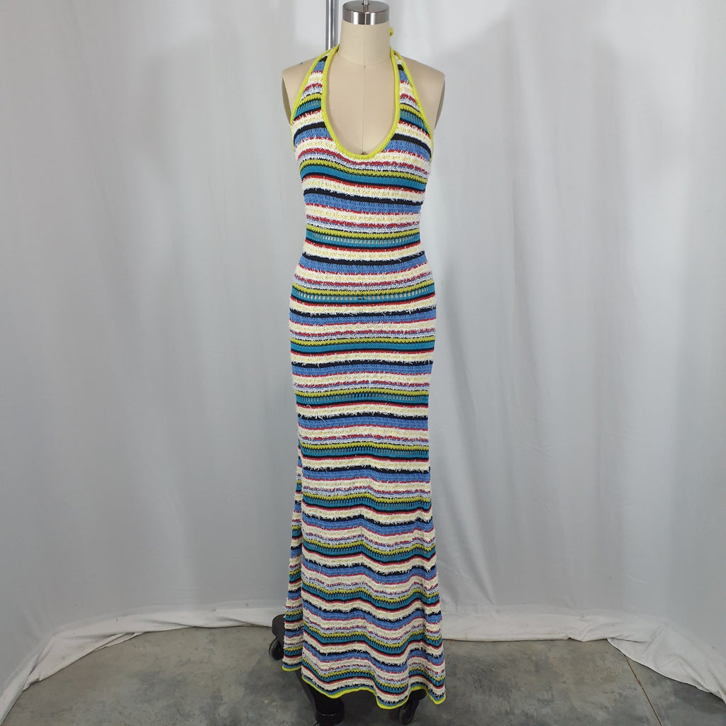 Staud 'Annabella' Blue Halterneck Back Cut Out Dress Size S