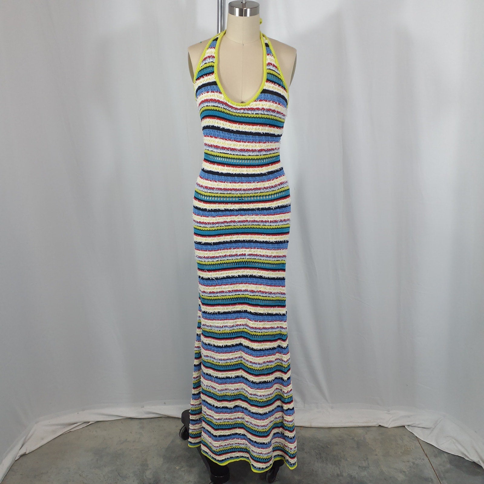 Staud 'Annabella' Blue Halterneck Back Cut Out Dress Size S