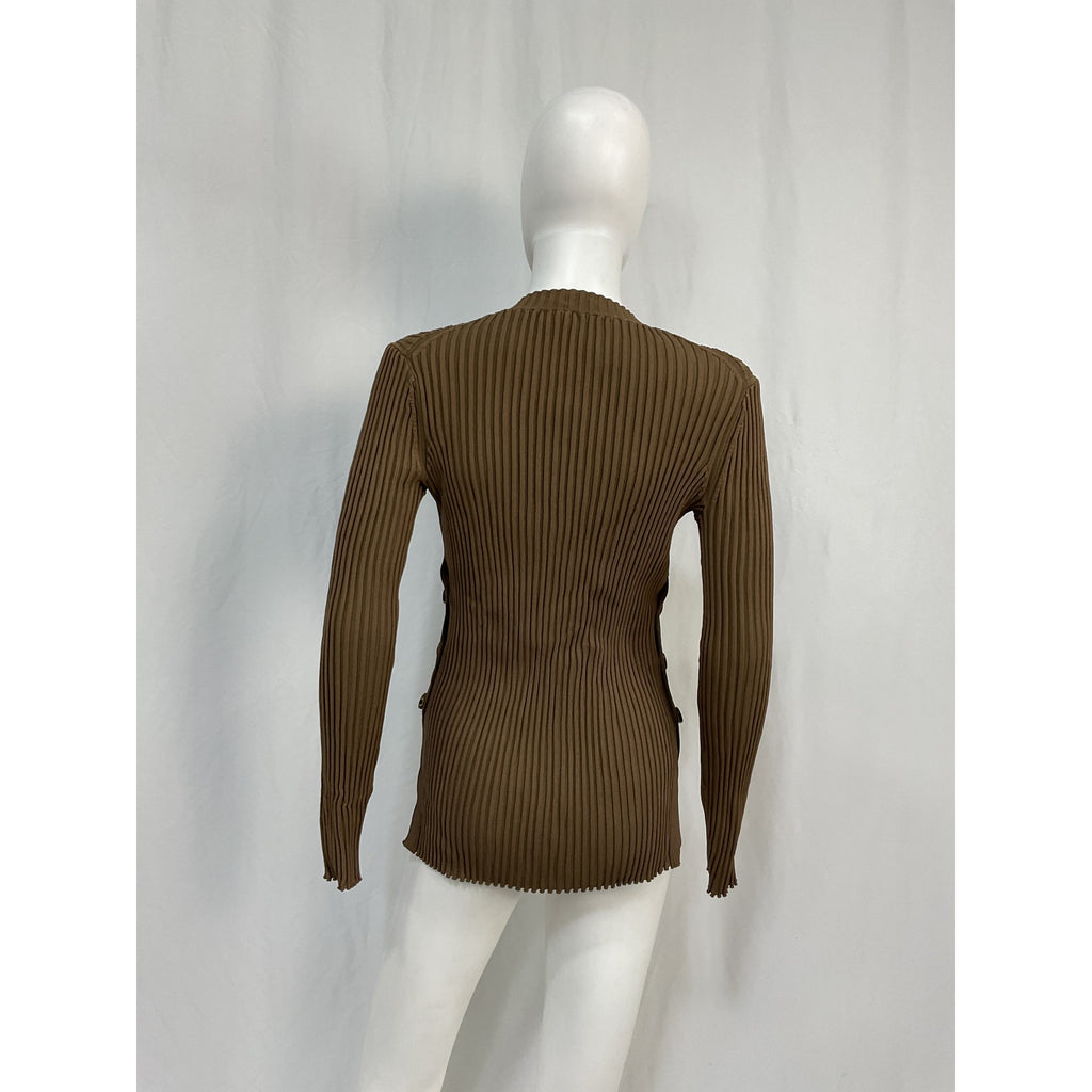 Proenza Schouler Brown Viscose Rib Knit Long Sleeve Sweater Size M