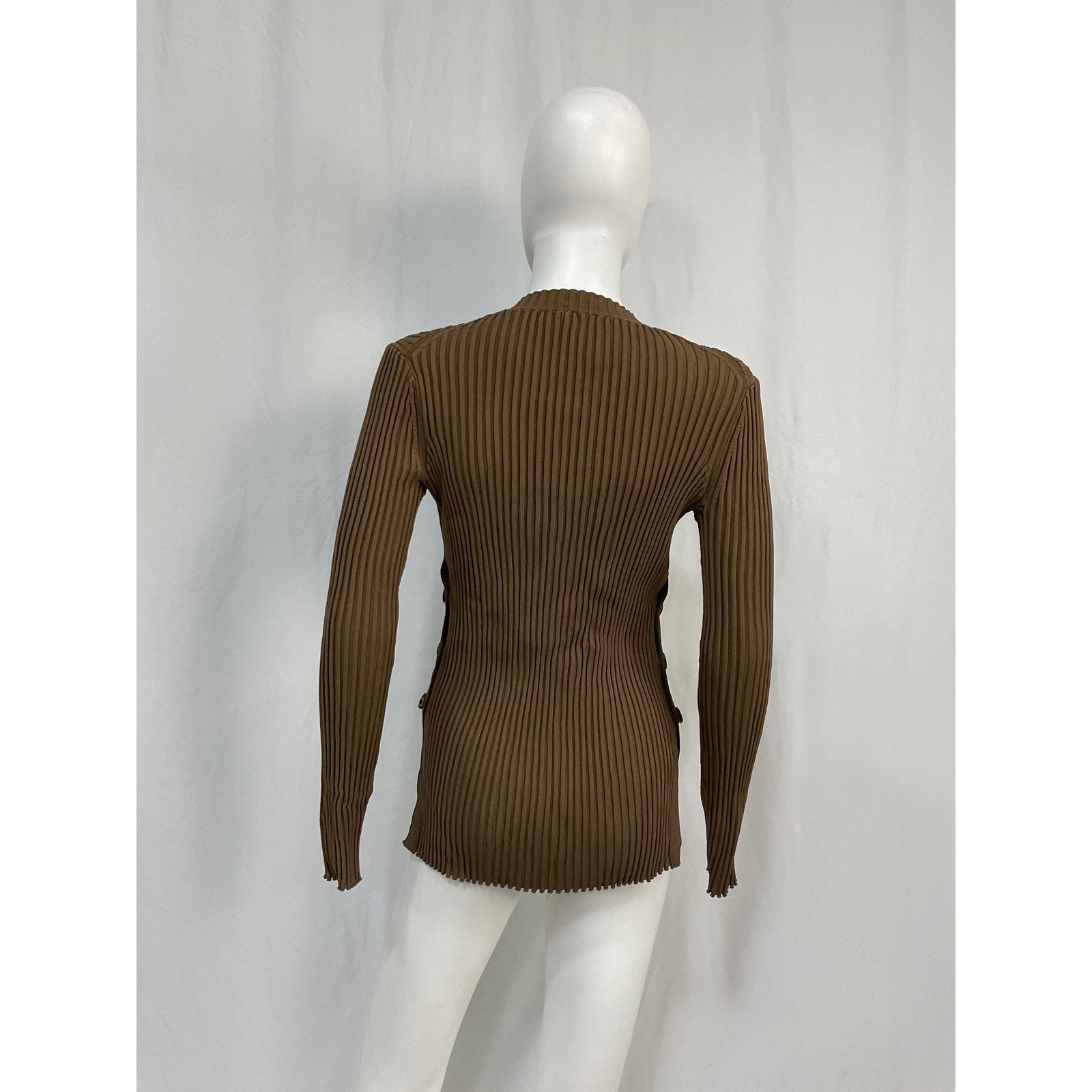 Proenza Schouler Brown Viscose Rib Knit Long Sleeve Sweater Size M