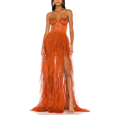 For Love & Lemons x Revolve 'Bustier' Brown Polyester Gown Size XS