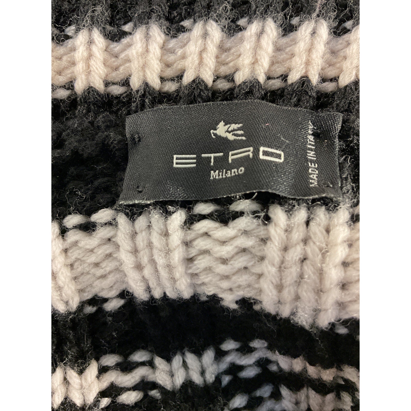 Etro 'Striped' Black Jacquard-Knit Wool Cardigan Size OS