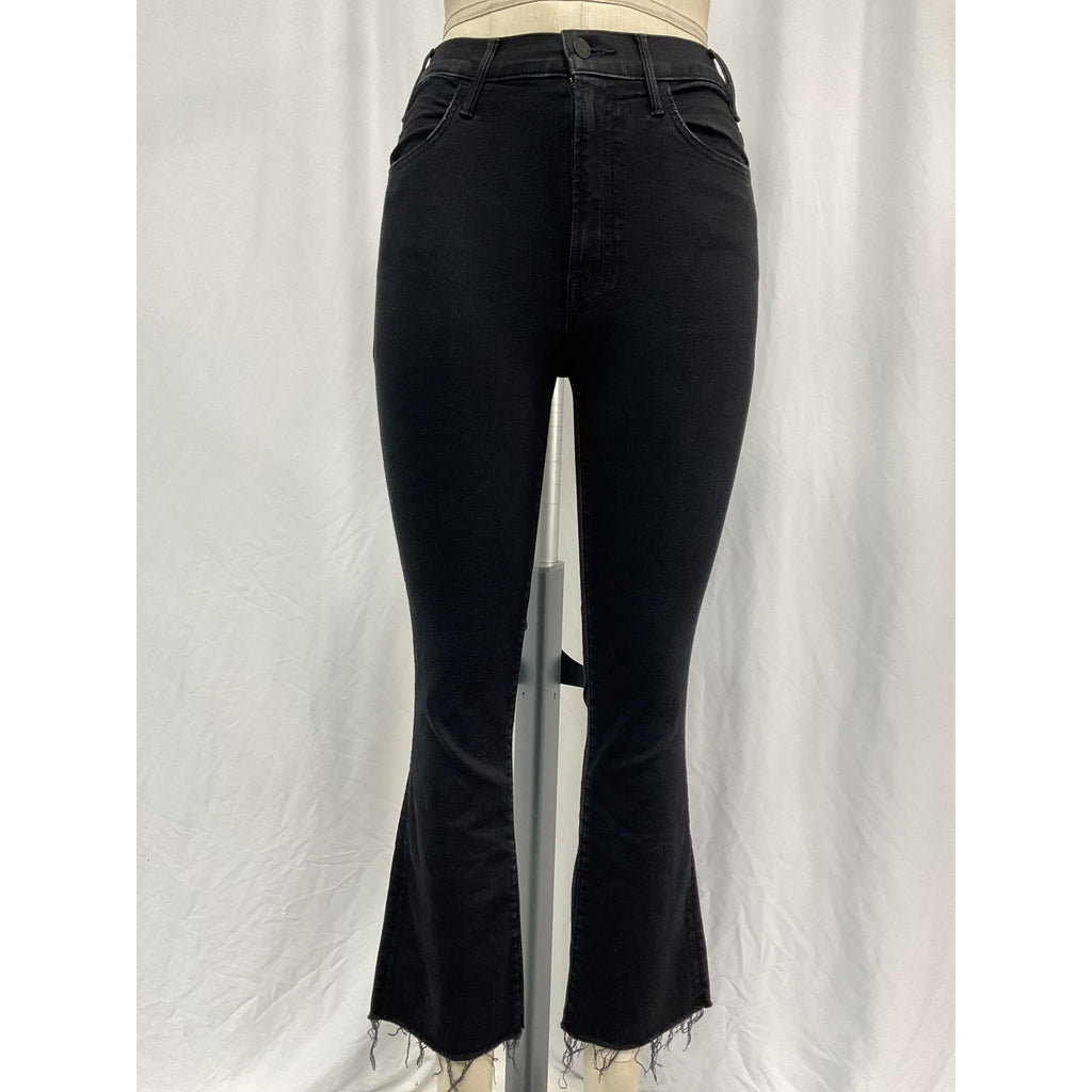 Mother 'The Lil Hustler' Black Cotton Petites Ankle High Rise Cropped Bootcut Jeans Size 26P