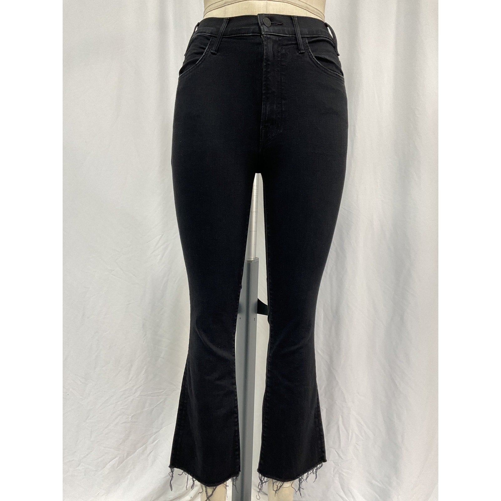 Mother 'The Lil Hustler' Black Cotton Petites Ankle High Rise Cropped Bootcut Jeans Size 26P