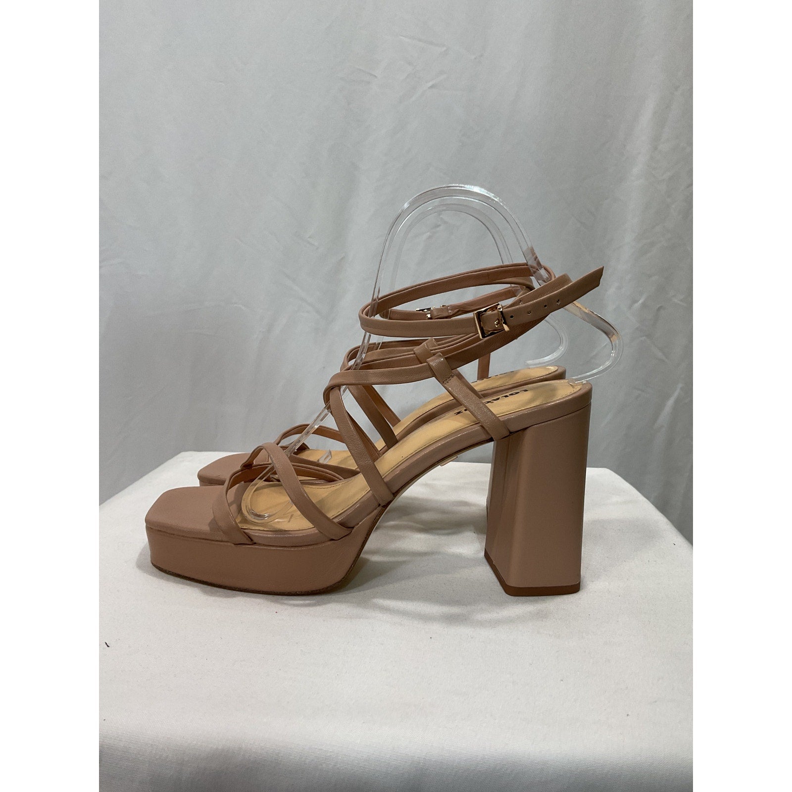 Lola Cruz 'Cortona' Pink Leather Heel Size 9