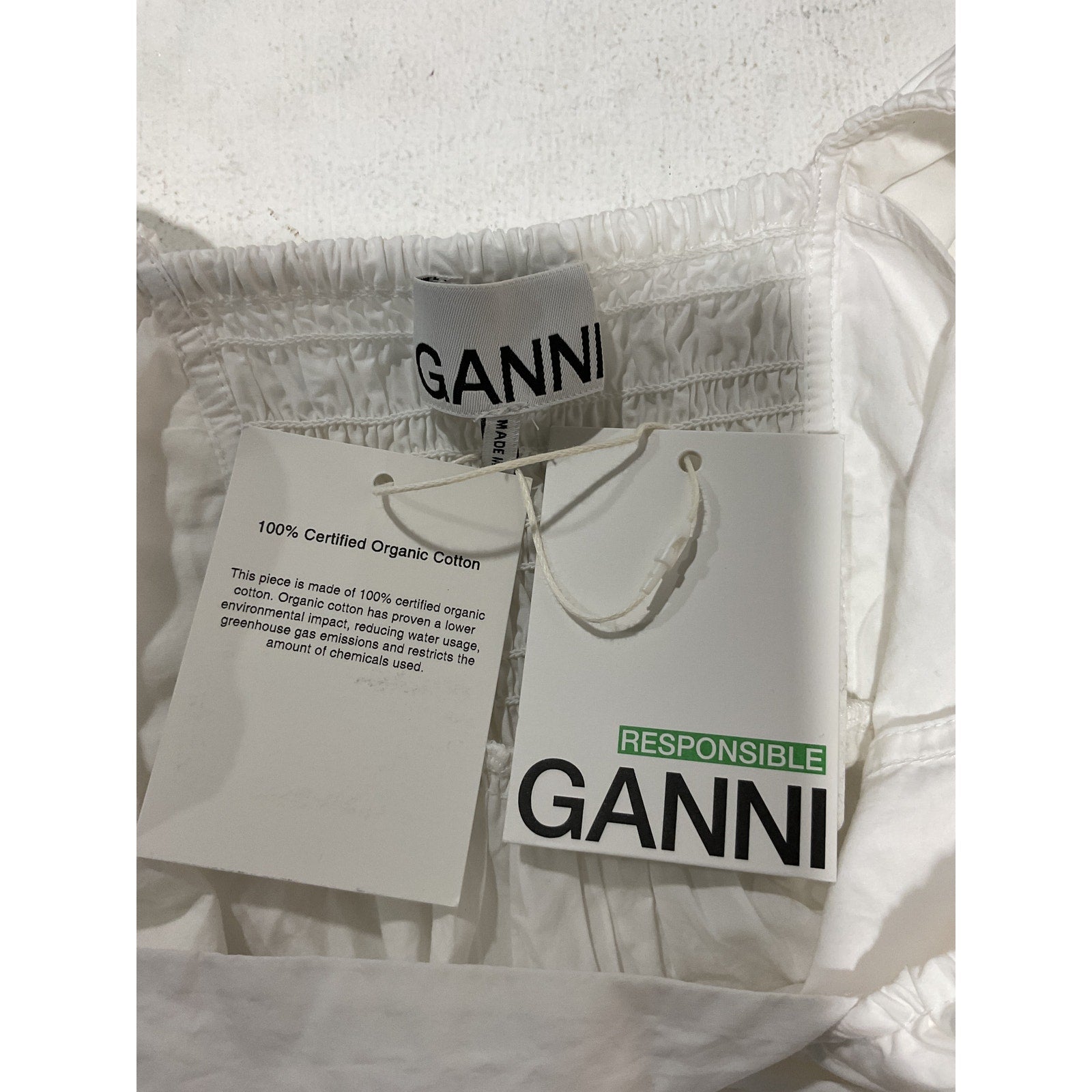 Ganni White Cotton Poplin Ruffle Blouse Size 36 - NWT