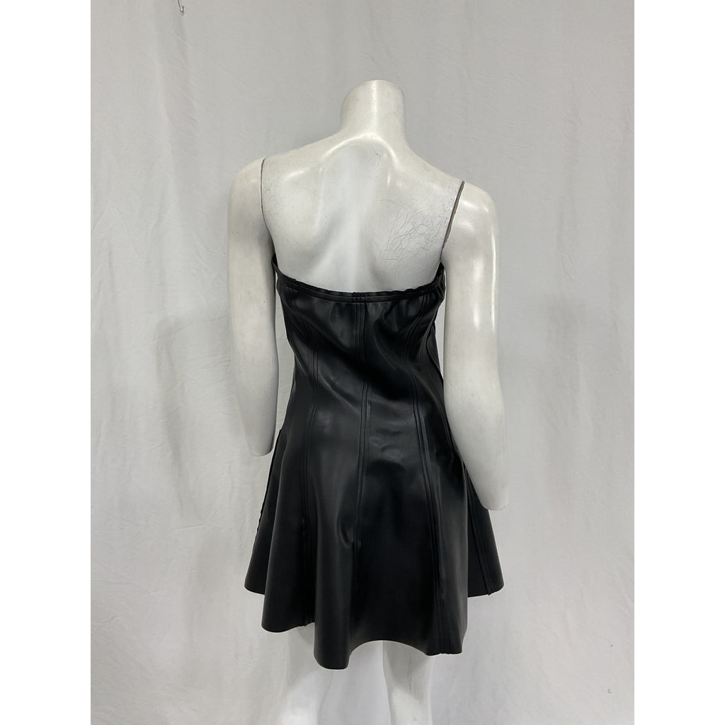 Norma Kamali Strapless 'Grace' Black Polyurethane Mini Dress Size M