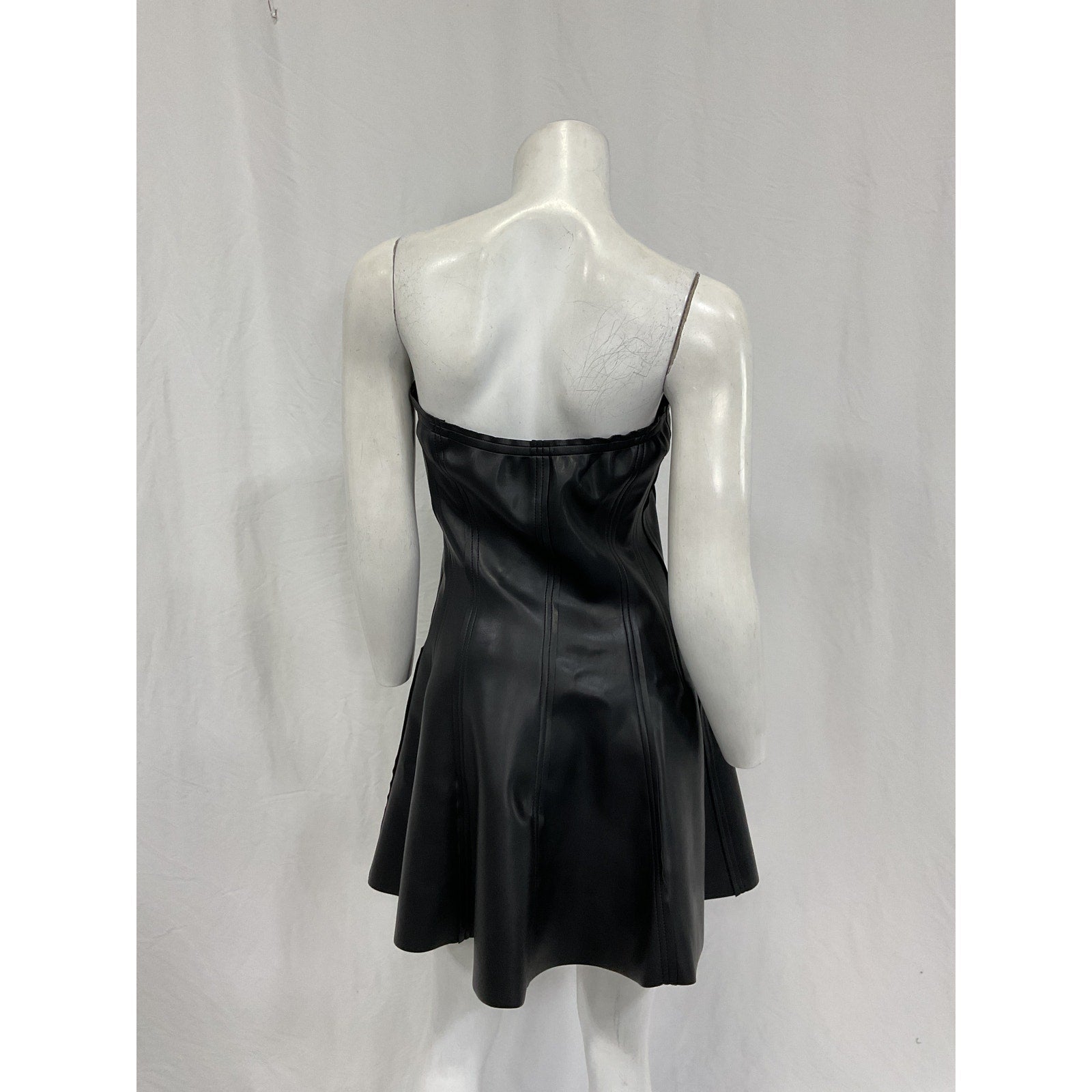 Norma Kamali Strapless 'Grace' Black Polyurethane Mini Dress Size M