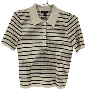 Rag & Bone Striped Beige Viola Polo Shirt Size SP