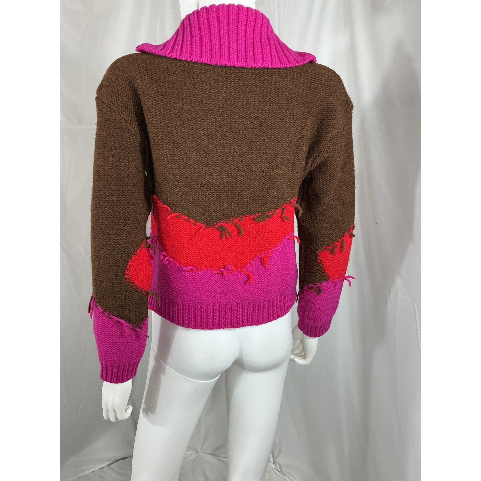 Andersson Bell Mountain Brown Wool Striped Wool-Blend Half-Zip Sweater Size XS