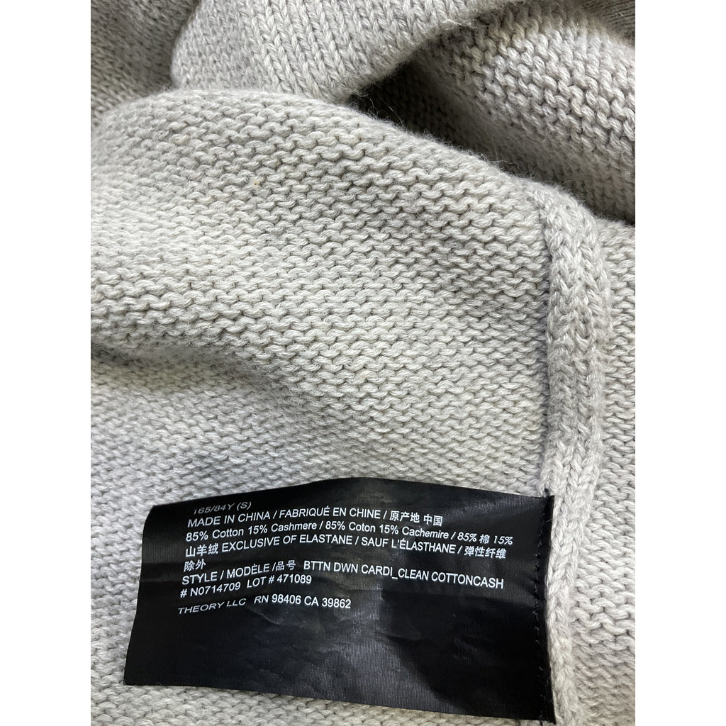 Theory Cotton-Cashmere Grey Cotton Cardigan Size S