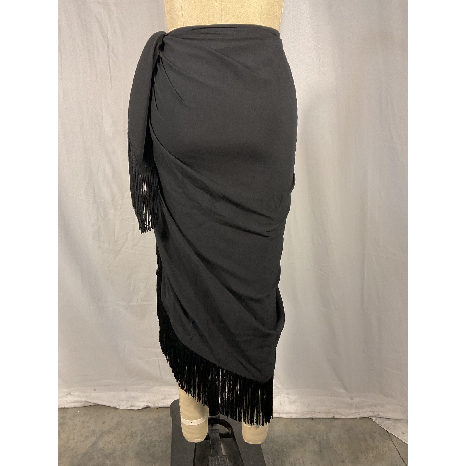 Simkhai 'Clemmy' Black Linen Solid Cover Ups Sarong Skirt Size XS