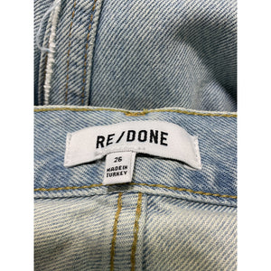Re/Done Distressed Breezy Indigo With Rips 90s High Rise Loose Denim Jeans Size 26