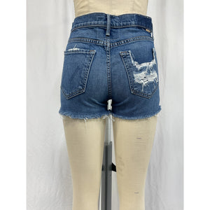 Mother 'The Dutchie' Blue Frayed Shorts Size 26