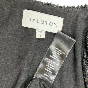 Halston Sequined Black Falan Dress Size 6