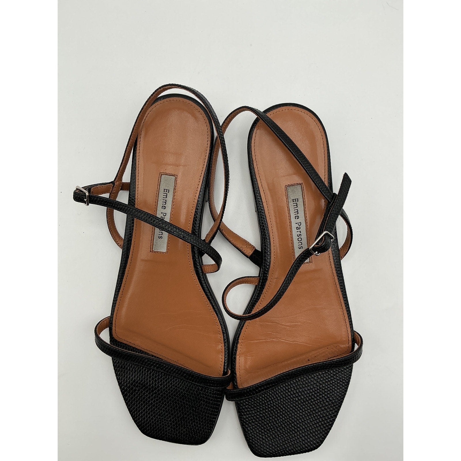 Emme Parsons 'Hope' Black Leather Sandals Size 8