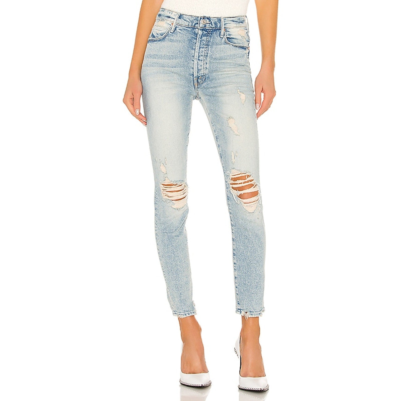 Mother The Super Stunner Blue Cotton Ankle Jean Size 26