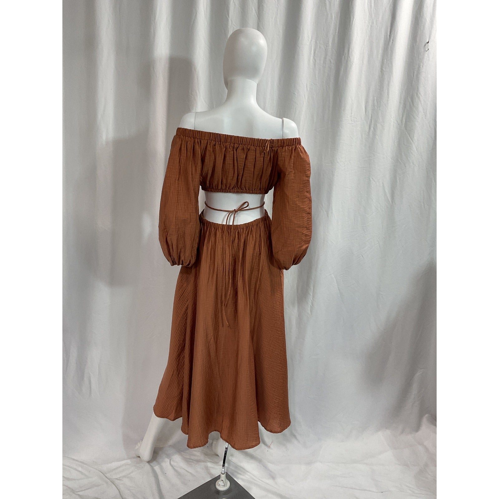Astr The Label 'Cassian' Brown Cut-Out Long Sleeve Maxi Dress Size S