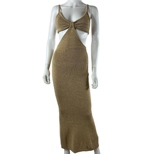 Cult Gaia Sleek Tan Cutout Maxi Dress Size XS