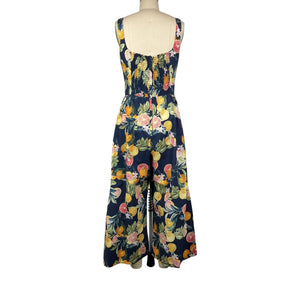 Cara Cara Printed Navy Square Neck Jumpsuit Size S