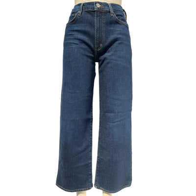 Agolde 'Harper' Blue Cotton Mid Rise Wide Straight Denim Jean Size 28