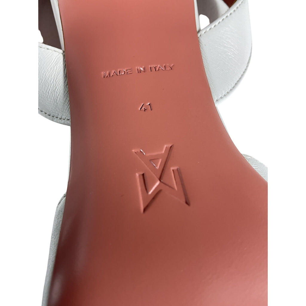 Amina Muaddi 'Holli' White Leather 95 Leather Slingback Pumps Size 41