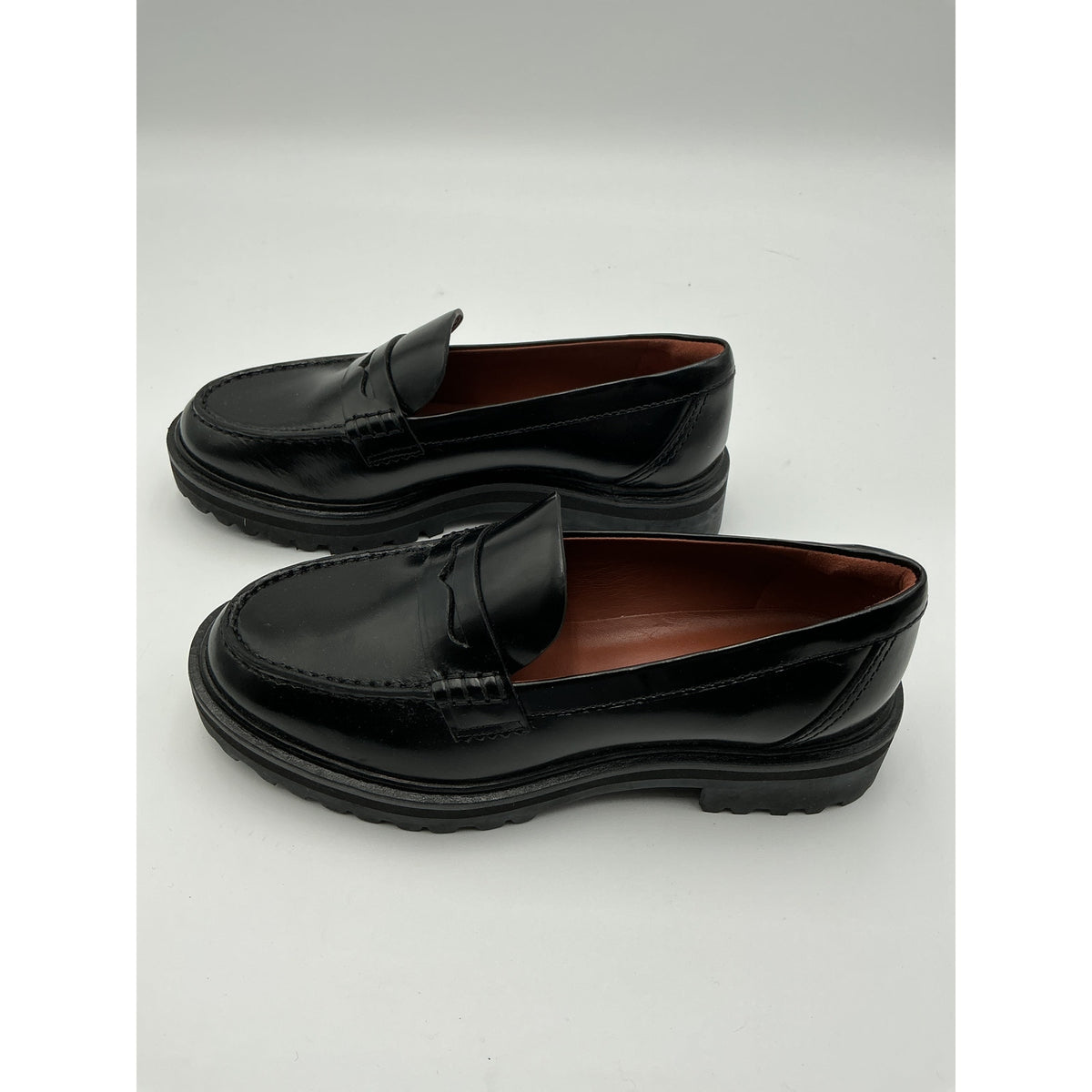 Reformation 'Agathea' Black Leather Chunky Loafer Size 6.5
