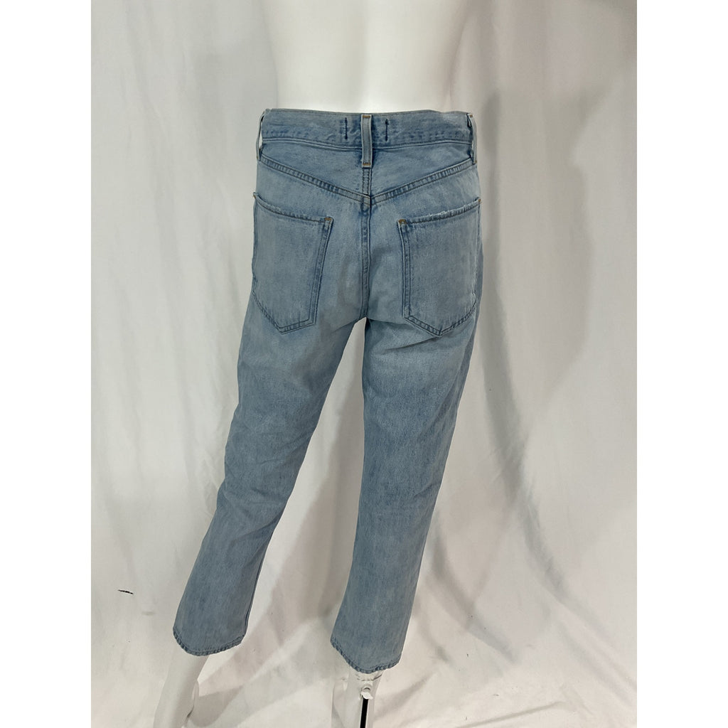 Agolde 'Riley' Blue High Rise Straight Crop Denim Jean Size 26
